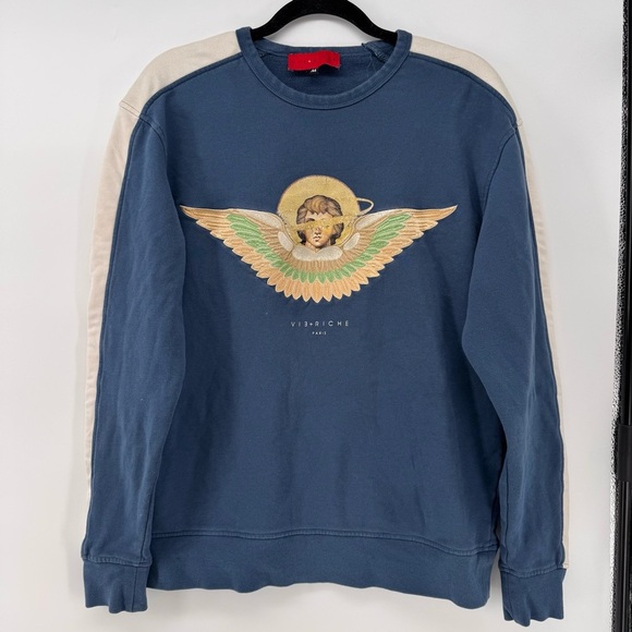 Vie+Riche Blue Angel Cotton Sweatshirt Large - Picture 1 of 7